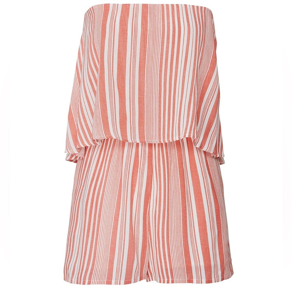 MINKPINK Oceanside Stripe Strapless Romper
Size Small | Stripe Popover Playsuit